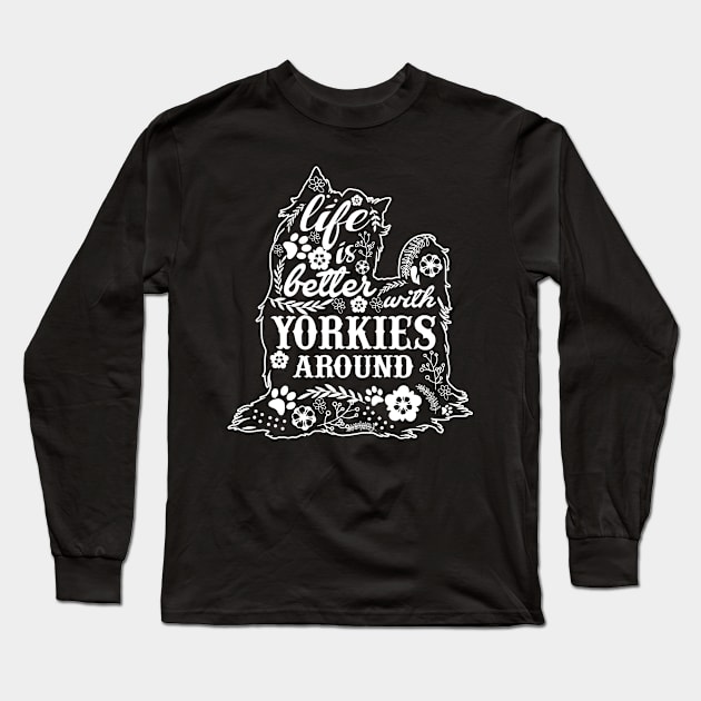 Cute yorkie dog Long Sleeve T-Shirt by Éléonore Royer